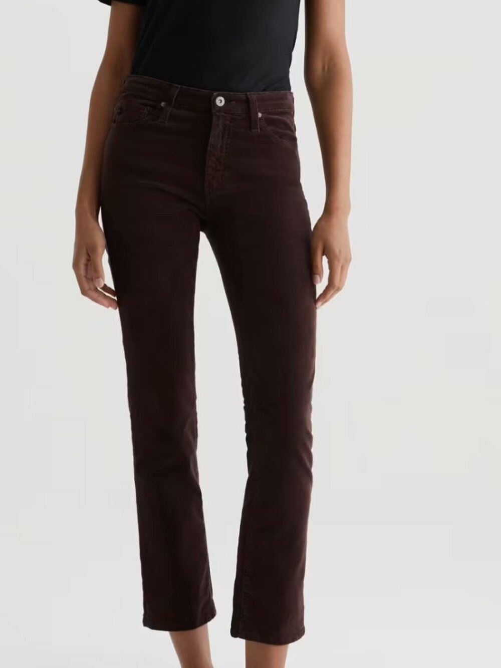 AG Adriano Goldschmied Mari Mid-Rise Corduroy in Rich Umber